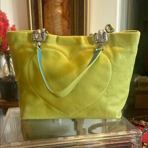 Unlisted #5 Brighton Lime Green Heart Tote Bag